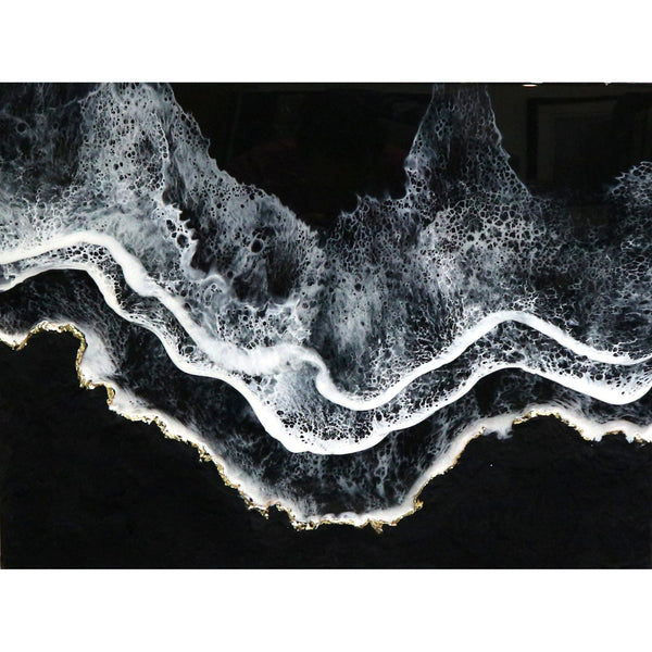 “Black Ocean IIl” by Mansi Aggarwal Mixed Media on Wood