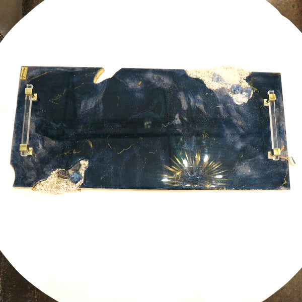 Blue & Gold Resin Tray by Mansi Aggarwal