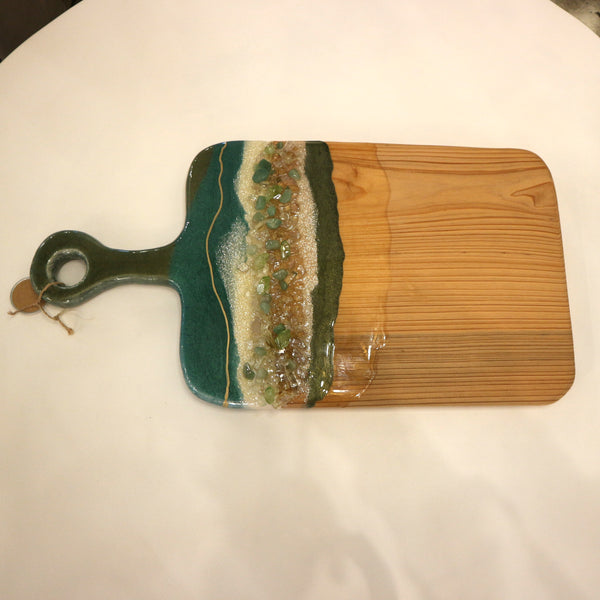 Embellished Green Stone Charcuterie Board by Mansi Aggarwal