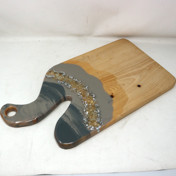 Embellished Gray/Silver/Clear Charcuterie Board by Mansi Aggarwal