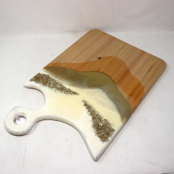 Taupe/Gold/Clear Charcuterie Board by Mansi Aggarwal