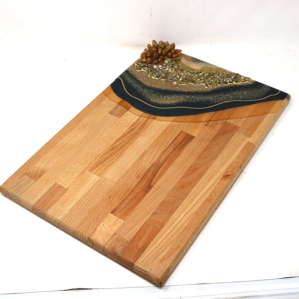 Embellished Gold/Blue/Clear Charcuterie Board by Mansi Aggarwal