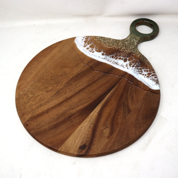 Round Green/Silver/Clear Charcuterie Board by Mansi Aggarwal