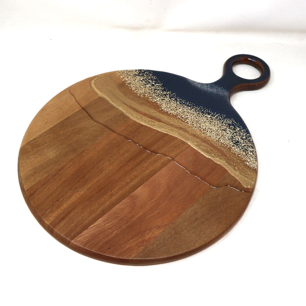 Round Blue/Silver/Clear Charcuterie Board by Mansi Aggarwal