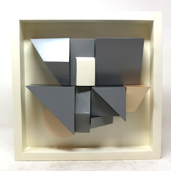 “Progressive Construction No. 365” by Marco Avalos Enamel on Cardboard & Wood