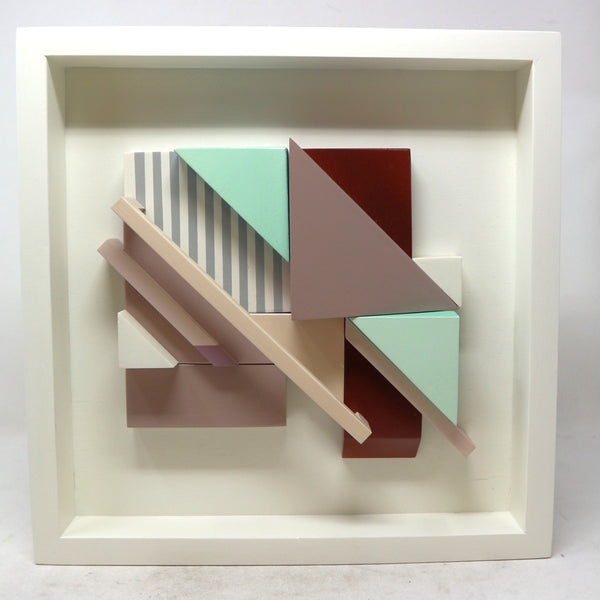 “Progressive Construction No. 461” by Marco Avalos Enamel on Cardboard & Wood