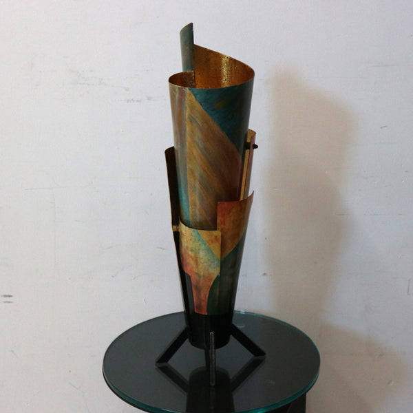 Post-Modern Metal Hand Painted Vase