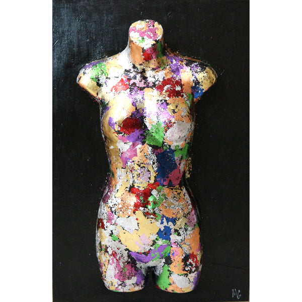 “Multi-Color Leaf Woman” by Mitch Goldminz Mixed Media on Canvas