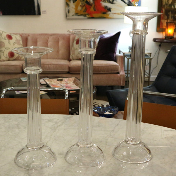 Set of 3 Glass Pillar Candel Holders