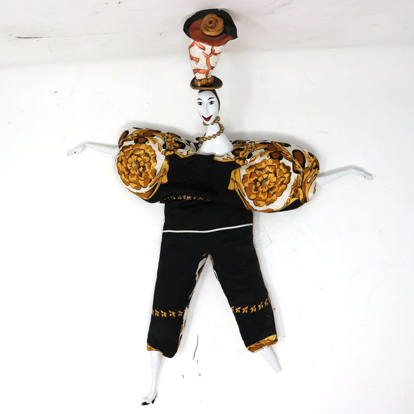 Poupee Millet Doll in Versace w/Bouquet Hat as-is