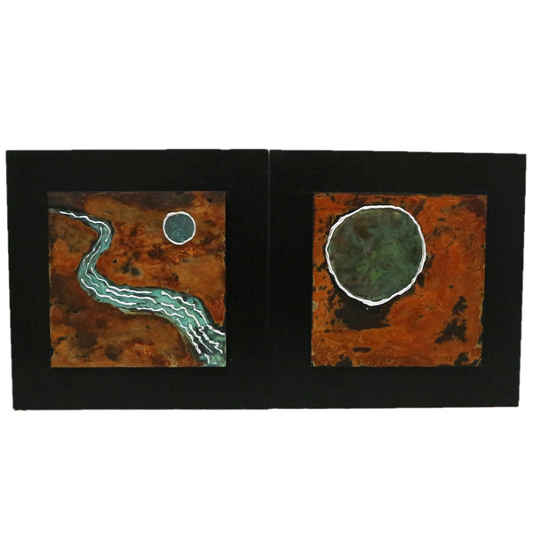 “River & Moon” by Billow Mixed Media on Wood