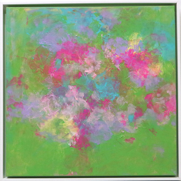 “Floral” by Mary Hewett Framed Acrylic on Canvas