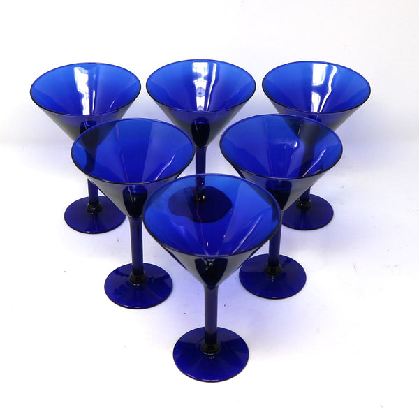Set of 6 Blue Martini Glasses