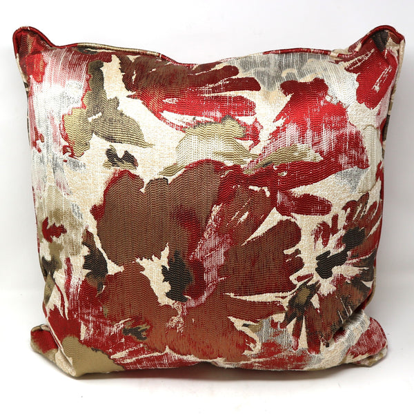 Red Floral Down Filled Throw Pillow