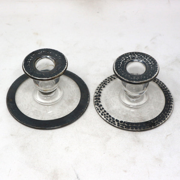 Pair of Glass Candle Holders