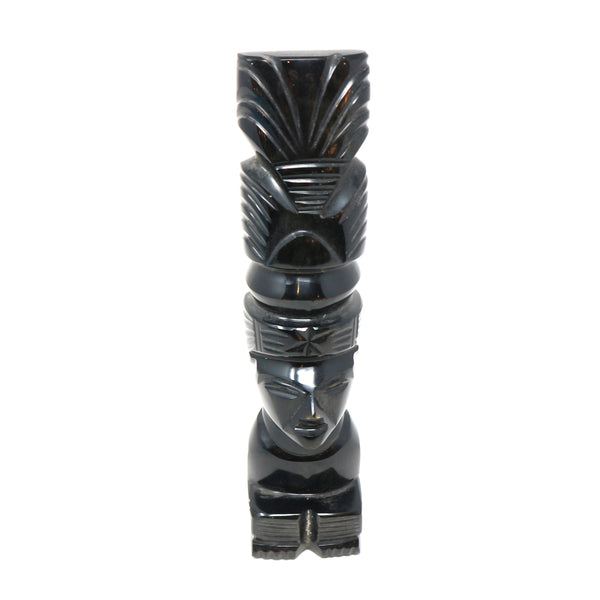 Carved Black Obsidian Aztec Sculpture