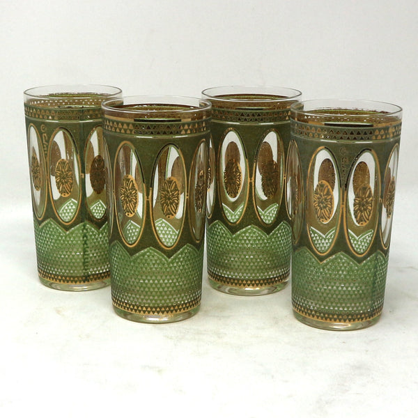 Set of 4 Vintage Culver 22k Gold Glasses