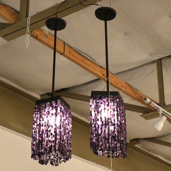 Pair Amethyst Crystal Light Pendants (2-Pairs)