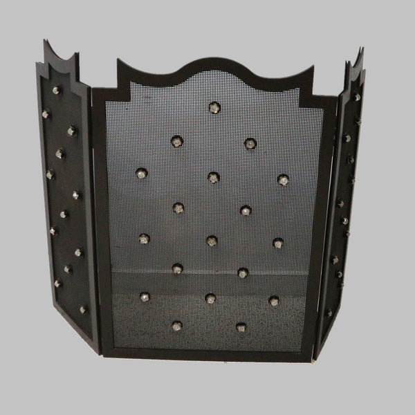 Folding Fireplace Screen w/ Crystal Flowers