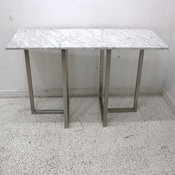White Carrera Marble Console on Chrome