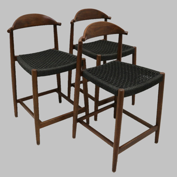 Set of 3 Grey Woven Aimee Couter Stools