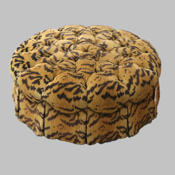 Vintage Henredon Tufted Tiger Ottoman