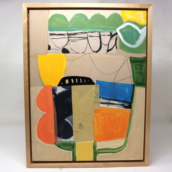 "Party Hat Bouquet" by Michael Sanchez Framed Mixed Media on Board