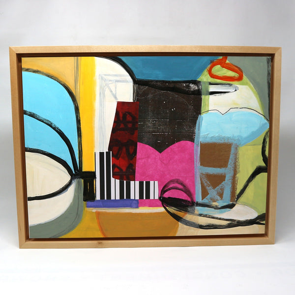 “Up We Go” by Michael Sanchez Framed Mixed Media on Board