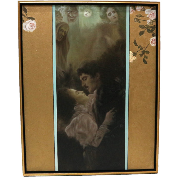 “Liebe” By Gustav Klimt Framed Embellished Giclee on Canvas