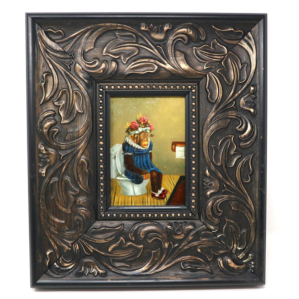 “Delores Takes a Moment” Framed Oil on Wood