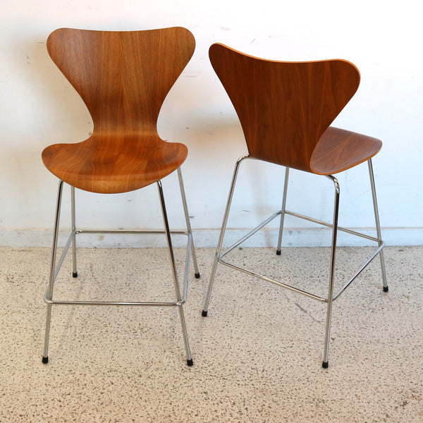 Set of 5 Fritz Hansen Walnut Bar Stools