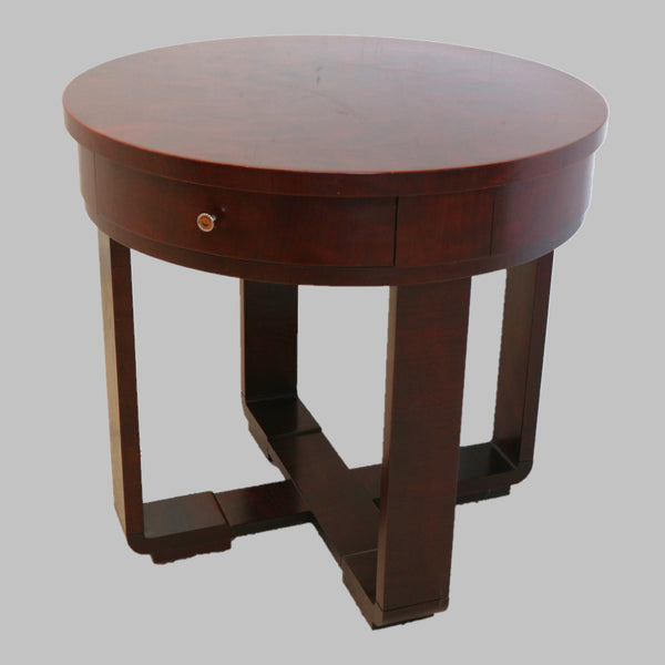 Ralph Lauren Round Wood Side Table w/ Drawer