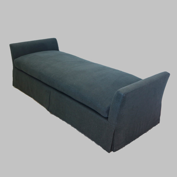 Dark Blue Gray Upholstered Bench