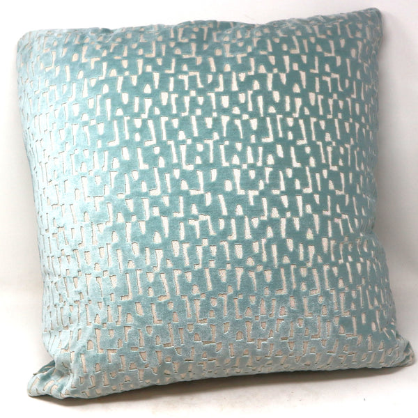 Light Blue Cut Velvet Throw Pillow