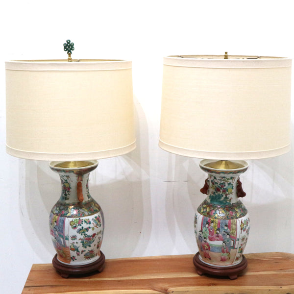 Pair of Ceramic Chinoiserie Ceramic Lamps