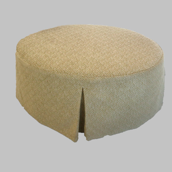 Light Green Oval Upholstered Ottoman on Casters