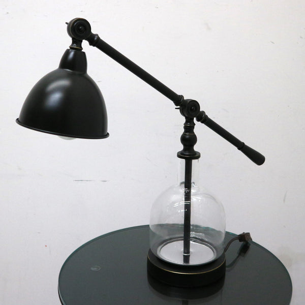 Black Metal & Glass Desk Lamp