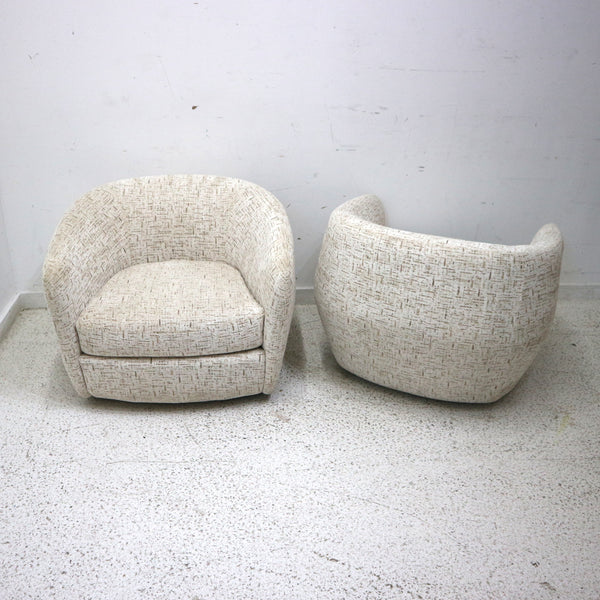 Pair American Leather Berger Swivel Chairs "as-is"