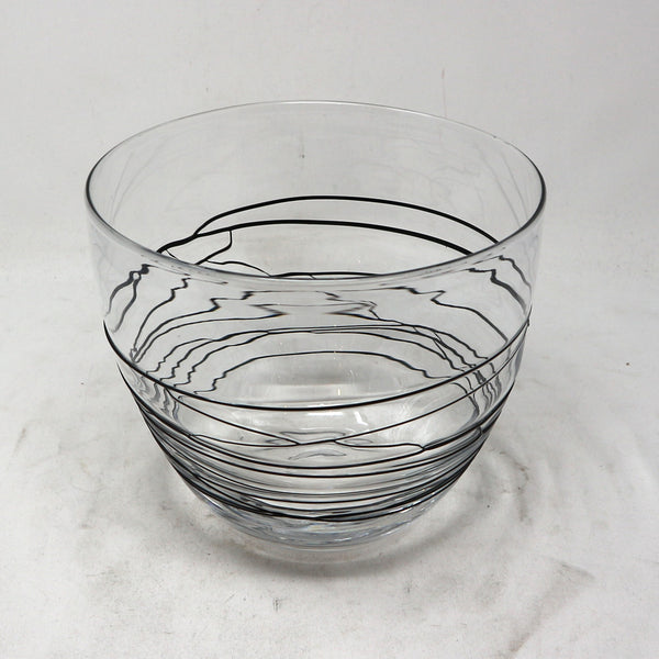 Spun Black Fused Glass on Clear Bowl