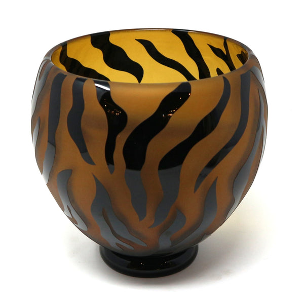 Correia Art Glass Tiger Vase Signed
