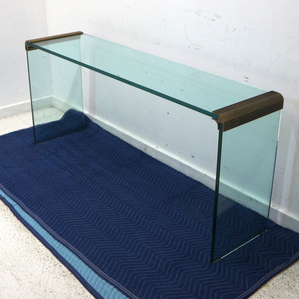 Leon Rosen for Pace Antique & Brass Waterfall Console Table