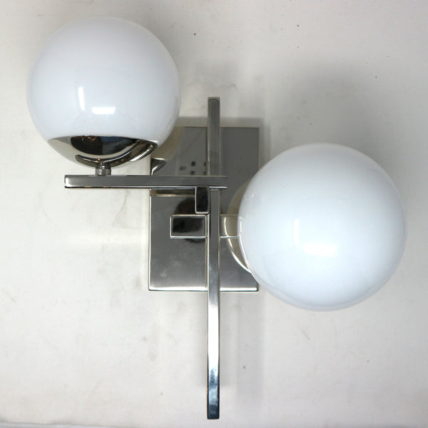 Pair of 2 Light Chrome & Glass Globe Sconces