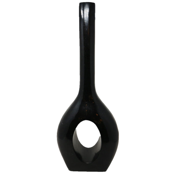 Marble Inlay Skinny Black Vase