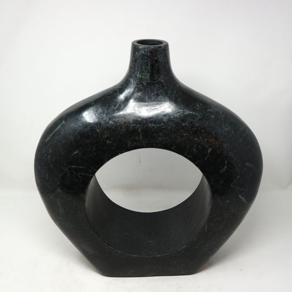 Marble Inlay Short Black Vase