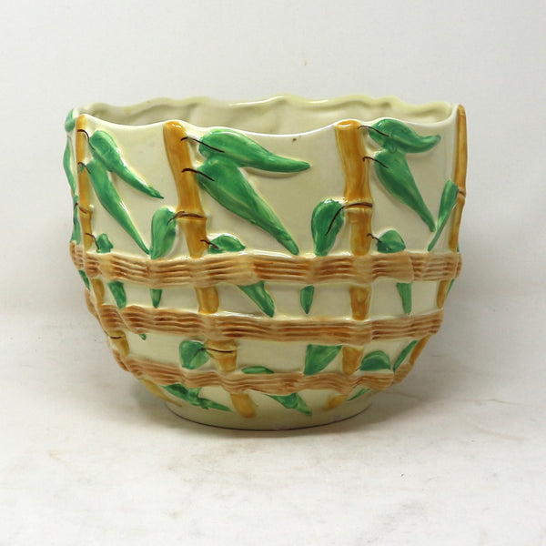 Ceramic Slip Planter w/ Bamboo Pattern