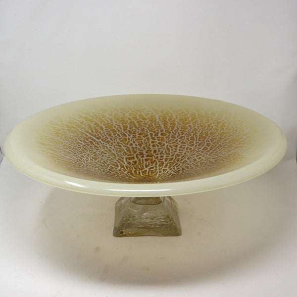 Willsea O’Brien Crackle Art Glass Pedestal Bowl