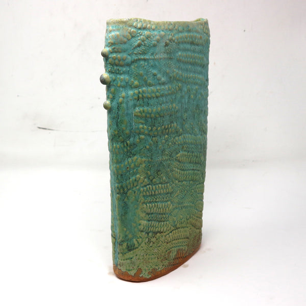 Textured Turquoise Ceramic Vase
