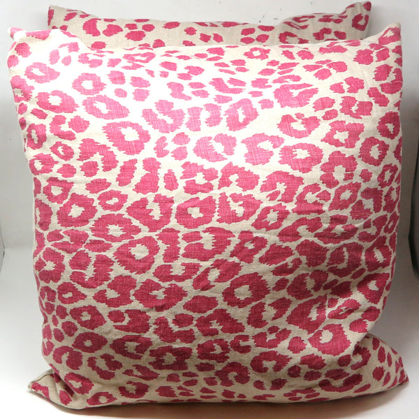 Pair of Hot Pink Leopard Printed Pillows