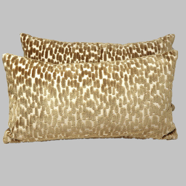Pair of Custom Cut Velvet Lumbar Pillows