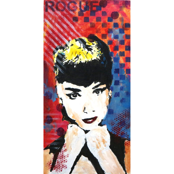 “Audrey Hepburn” by Patrick Lewis Mixed Media on Board